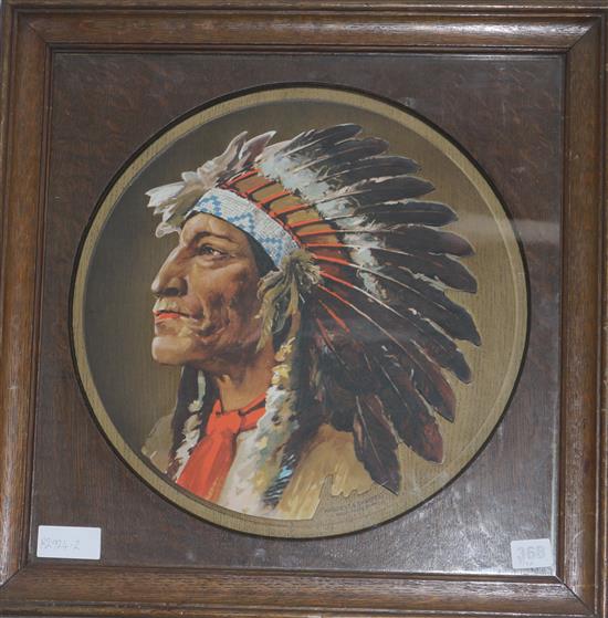 An American Indian advertising sign - Hardest and Sharpest, 35 x 35cm